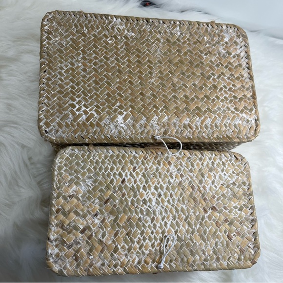 Brand New 2pcs Seagrass Storage Basket Set, Shelf Basket/White - Picture 8 of 11
